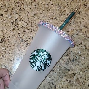 Starbucks tumbler w/straw blinged out 😍